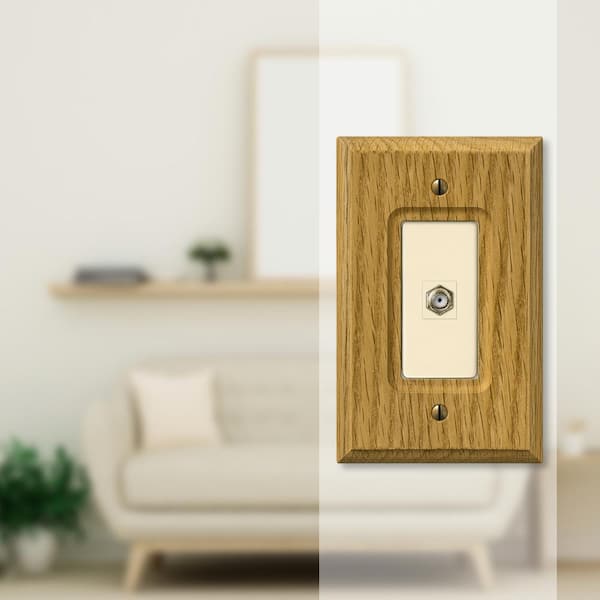 Carson 1 Gang Coax Wood Wall Plate - Light Oak