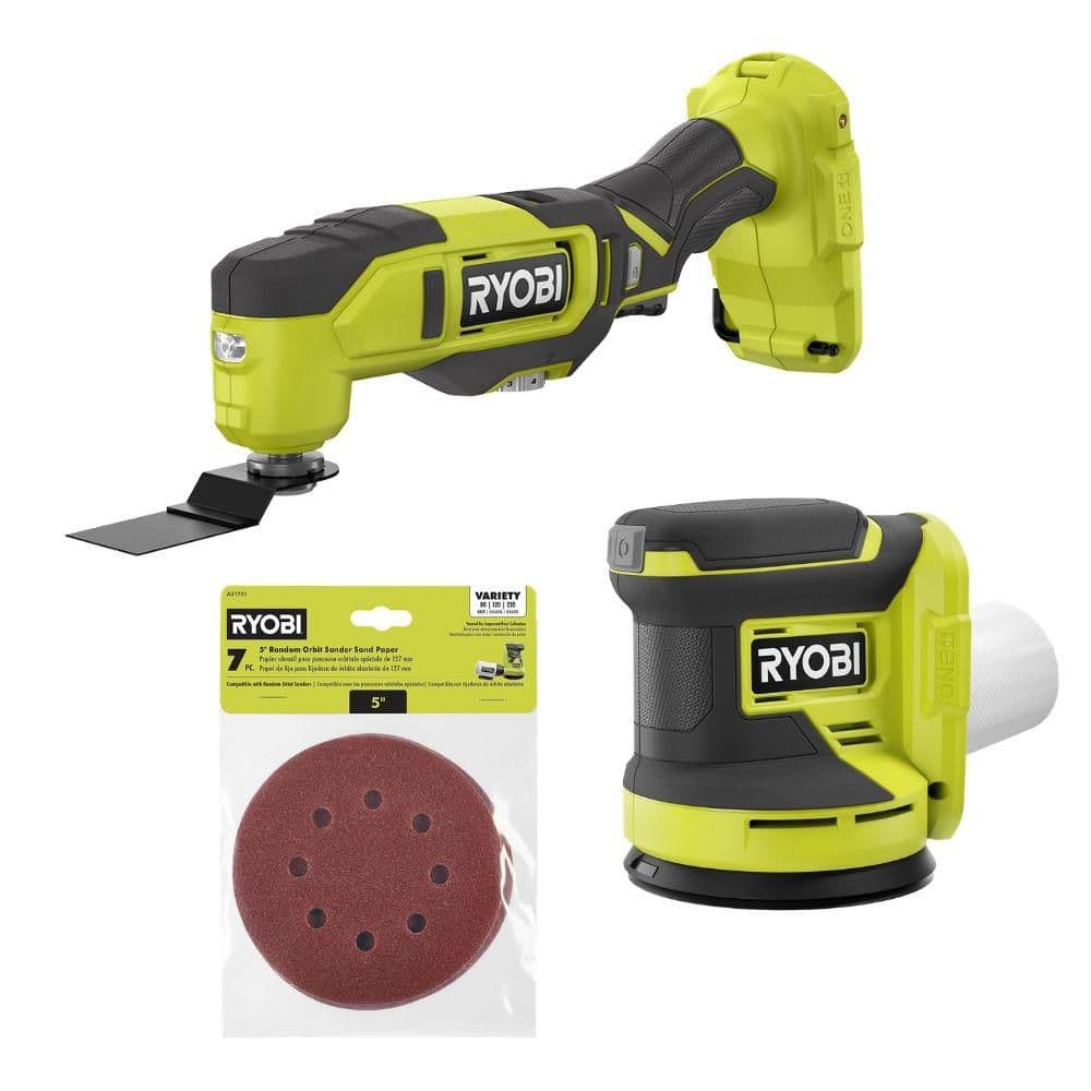 ONE+ 18V Cordless 2-Tool Kit with Multi-Tool, 5 in. RO Sander and 7-PC. 5 in. RO Sand Paper Set - 80, 120, and 220 Grit price history on PriceWatchPro