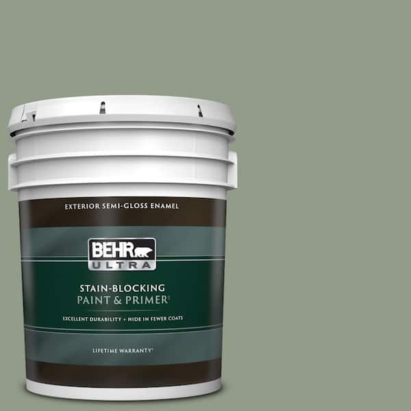 BEHR ULTRA 5 gal. #430F-4 False Cypress Semi-Gloss Enamel Exterior Paint & Primer