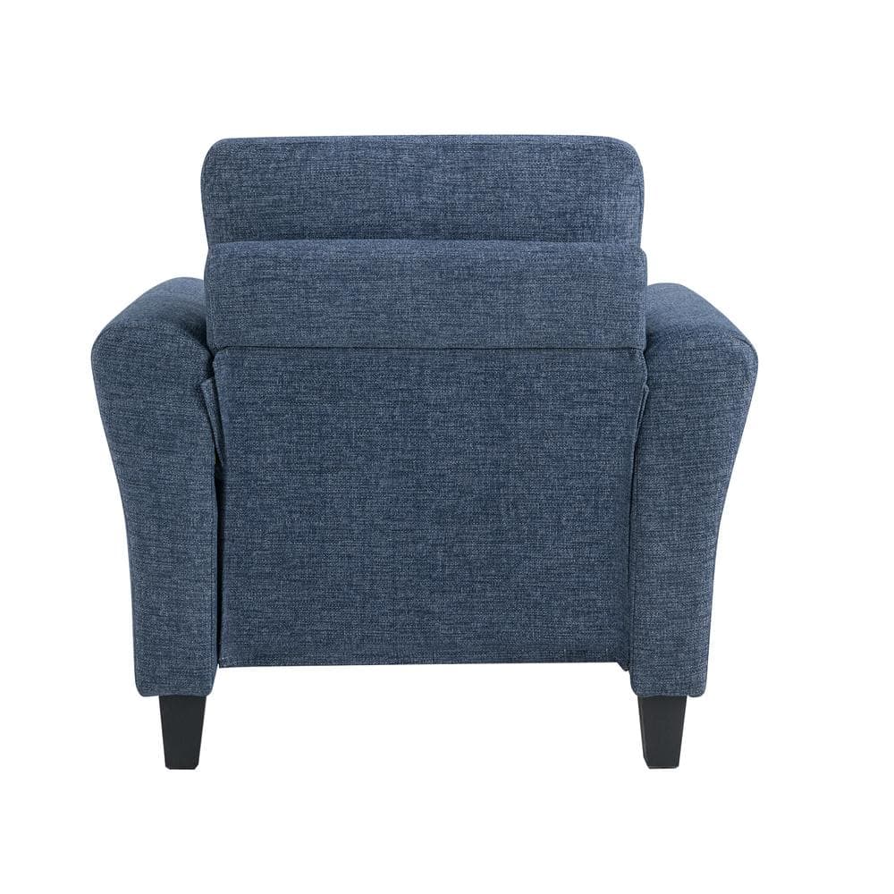 Blue Microfiber Accent Chair with Rolled Arms