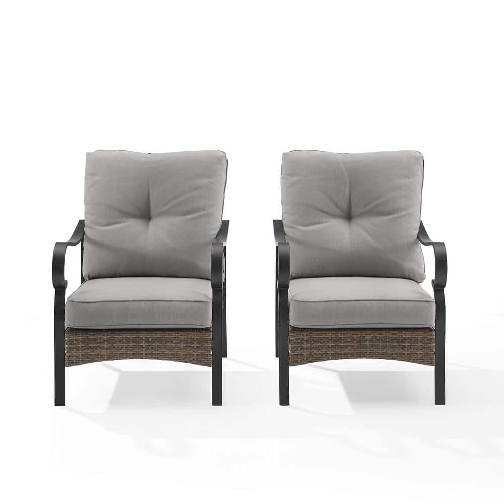 Dahlia 2-Piece Taupe and Matte Black Metal Armchair Set with Cushions