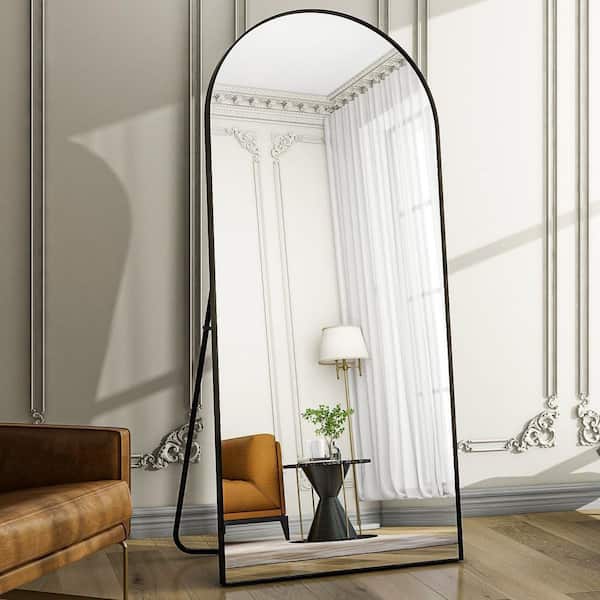 Black 34 in. W x 76 in. H Metal Frame Arched Dressing Mirror for Bedroom Living Room Floor Full Length Mirror
