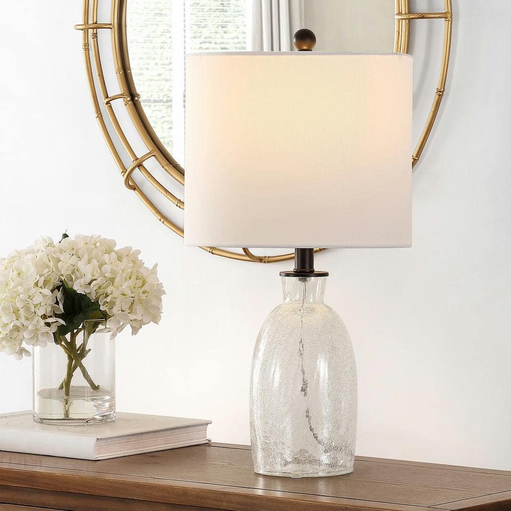 Arcadia 13" White Drum Shade Adjustable Glass Table Lamp