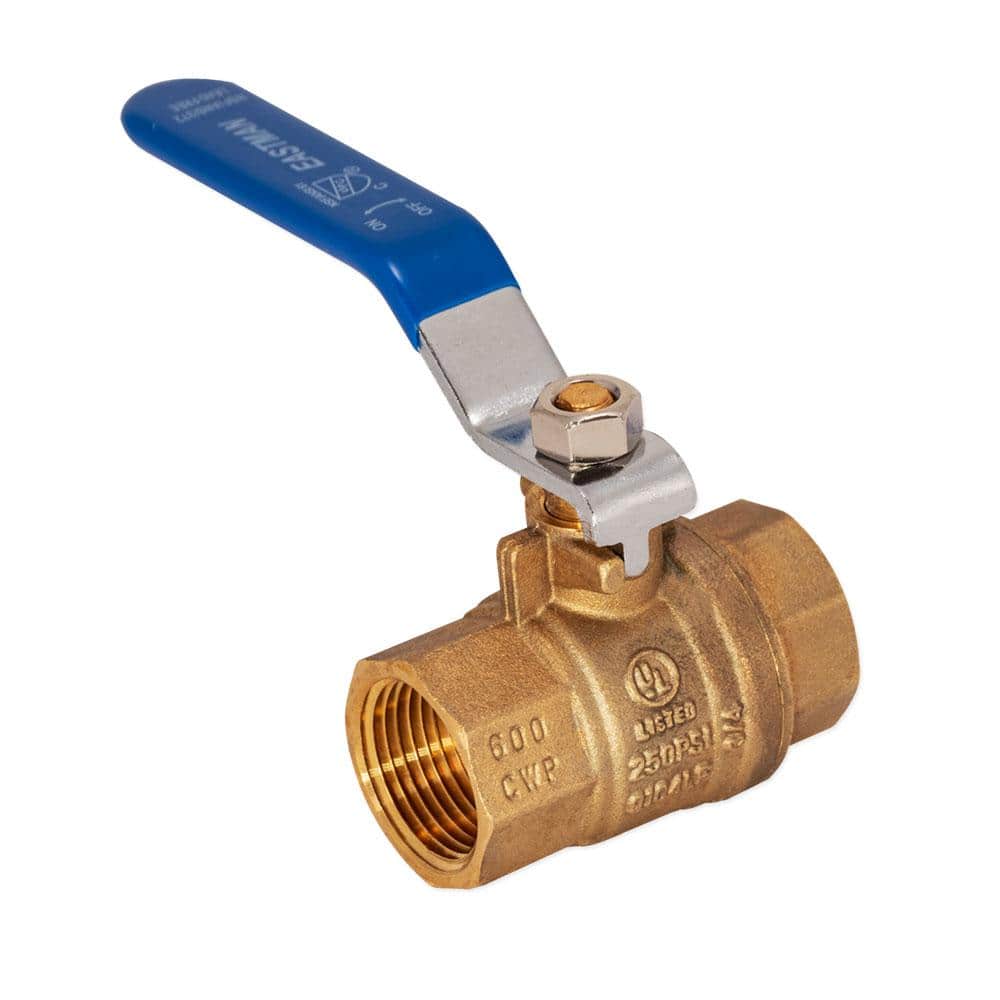 Heavy-Duty Brass Full Port Ball Valve with Blue Handle, 3/4 inch
