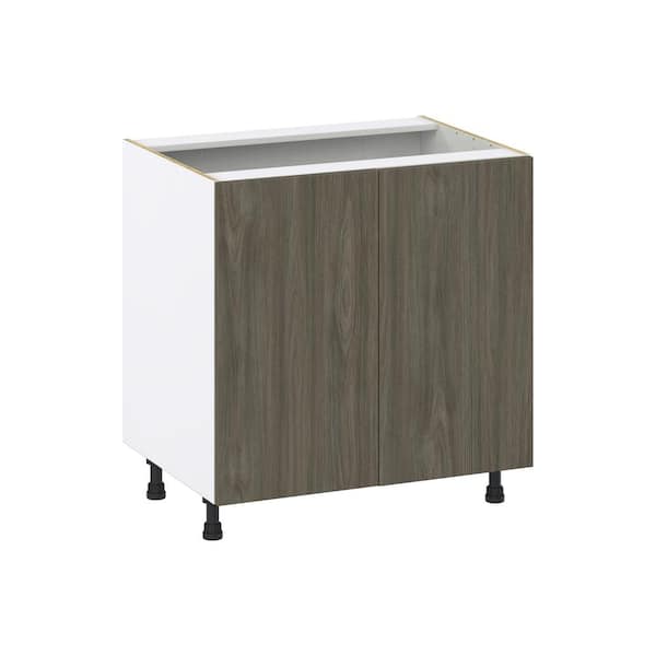 J COLLECTION Medora Textured Slab Walnut Assembled Base Kitchen Cabinet with Full Height Door (33 in. W x 34.5 in. H x 24 in. D)