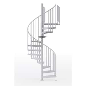 Condor White Interior 60in Diameter, Fits Height 102in - 114in, 2 36in Tall Platform Rails Spiral Staircase Kit