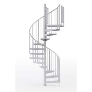 Condor White Interior 60in Diameter, Fits Height 127.5in - 142.5in, 2 42in Tall Platform Rails Spiral Staircase Kit
