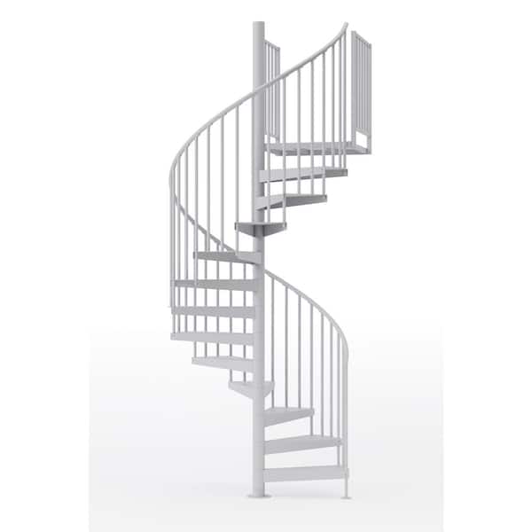 Mylen STAIRS Condor White Interior 60in Diameter, Fits Height 127.5in - 142.5in, 2 42in Tall Platform Rails Spiral Staircase Kit