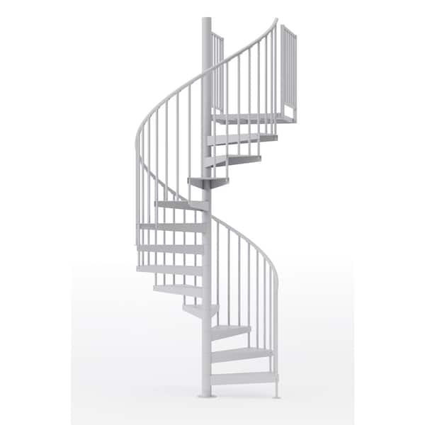 Condor White Interior 60in Diameter, Fits Height 110.5in - 123.5in, 2 42in Tall Platform Rails Spiral Staircase Kit