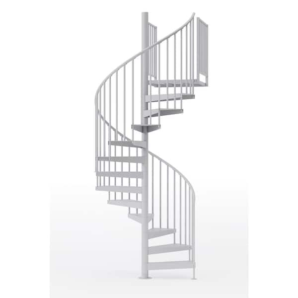 Condor White Interior 60in Diameter, Fits Height 127.5in - 142.5in, 2 36in Tall Platform Rails Spiral Staircase Kit