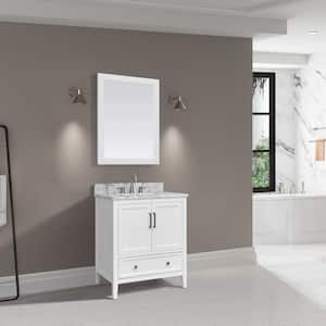 Everette 31 in. W x 22 in. D x 35 in. H Bath Vanity in White with White Marble Top