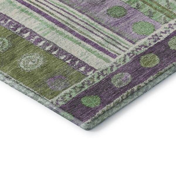 Mayfield Premium Machine Washable Abstract AMF1963 Purple 2 ft. x 3 ft. Accent Rug