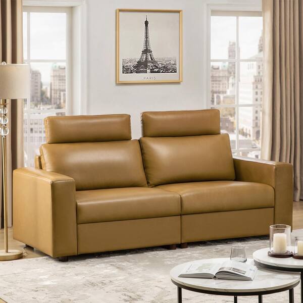 a. dépêche' VIDER sofa camel oil leather JAYDEN CREATION Timmy Camel 86.5 in. W Modern Genuine