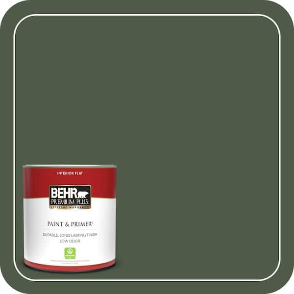 BEHR PREMIUM PLUS 1 qt. #440F-7 Fresh Pine Flat Low Odor Interior Paint & Primer