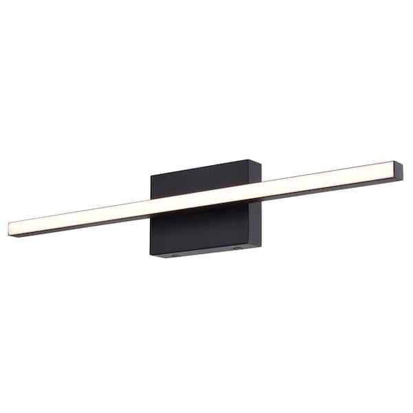 Ashburn 24 in. Integrated LED Matte Black Bath Bar Vanity Light White Shade