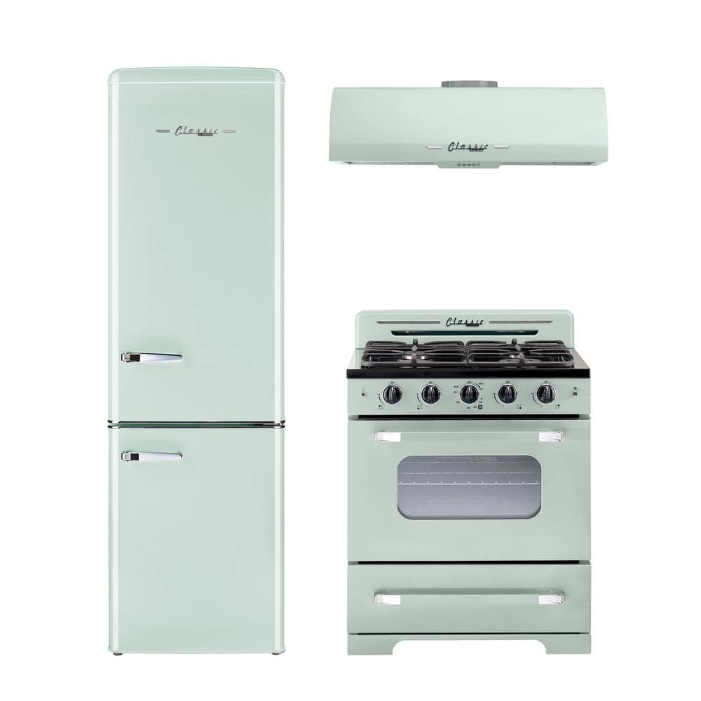 Summer Mint Green 30" Retro Freestanding Gas Range with Convection Oven