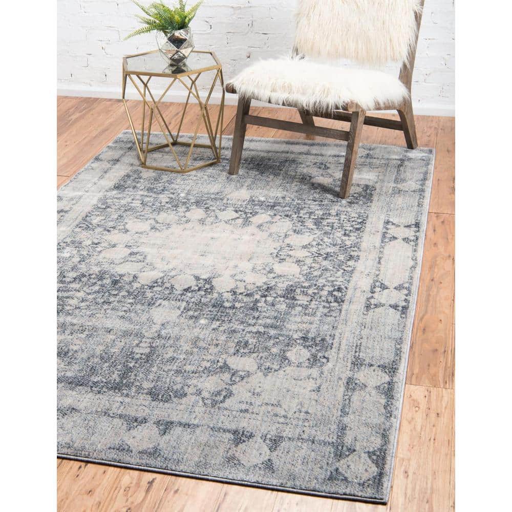 Braided Gray Synthetic 4' x 6' Easy Care Rectangular Rug