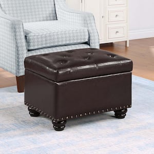 Designs4Comfort 5th Avenue Espresso Faux Leather Tufted Storage Ottoman