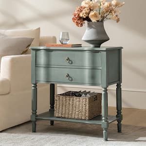 CSC DECOR INC 33.8 in. Navy Blue Triangle Wood End Table with 1