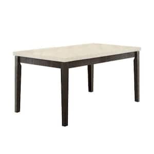 White and Dark Oak Brown Marble Top 4 Legs Base Rectangular Wooden Dining Table Seats 4