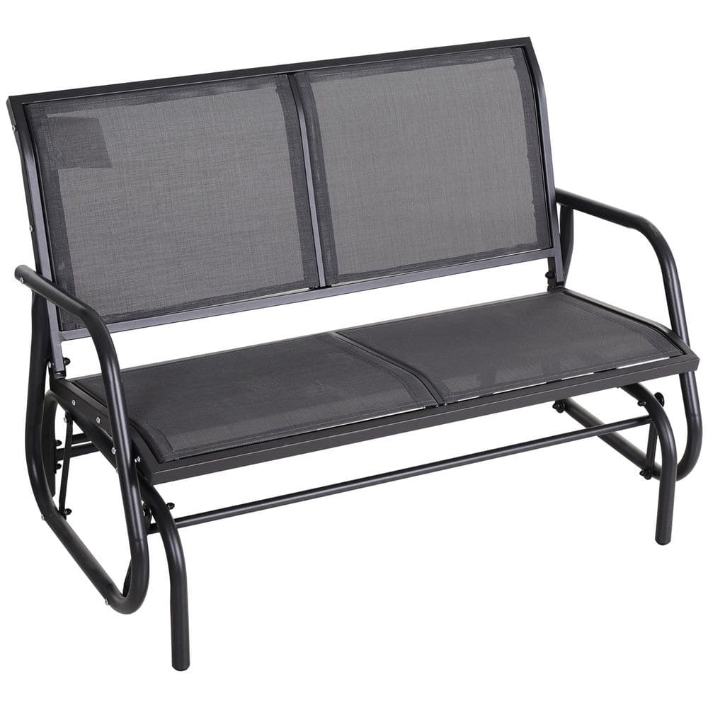 2-Person Dark Gray Metal Outdoor Glider Patio Rocking Bench Outdoor Lovesea