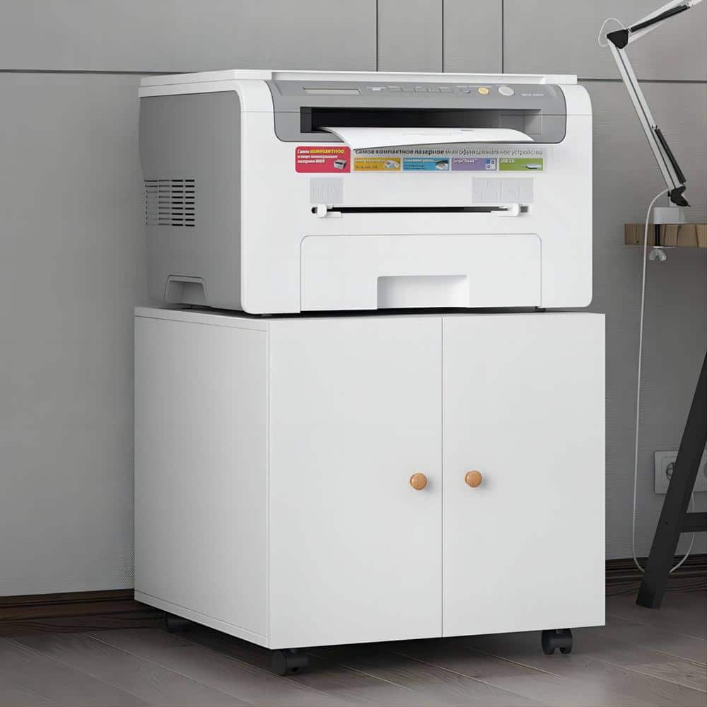 No Drawer White 17.7 in x 23.6 in x 23.6 in Metal Mobile Lateral File Cabin