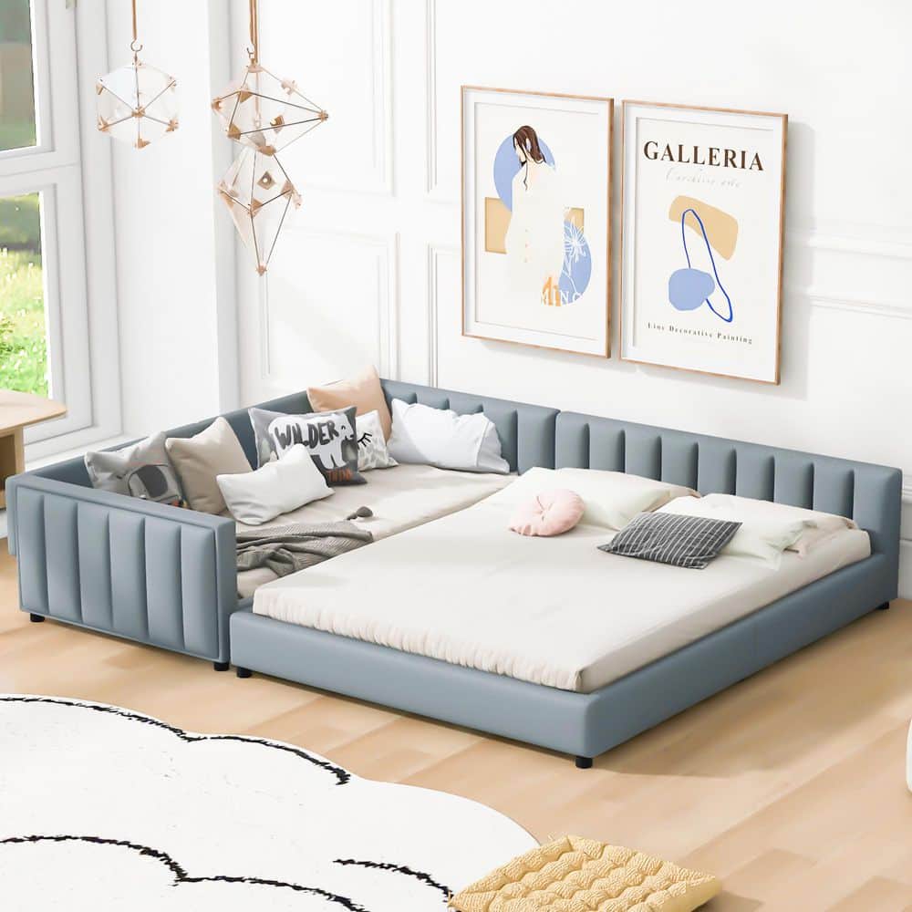 Judeページ Marcella Upholstered Shelter Headboard Bed Set, Queen, Olive