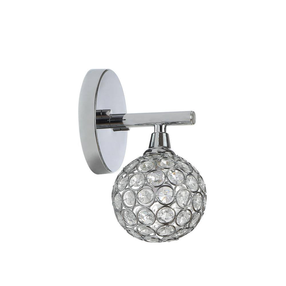 Maeve 4.75" Chrome Polished Globe Vanity Light with Crystal Prisms