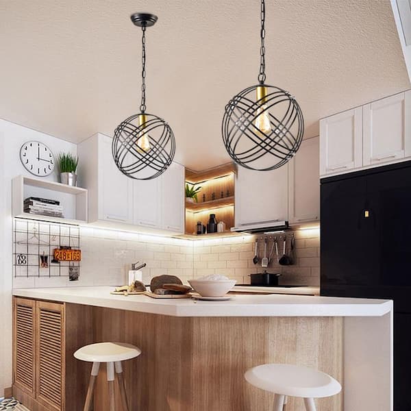 Frankfort 1-Light Globe and Black Modern Simplicity Pendant Light With Crystal Accents