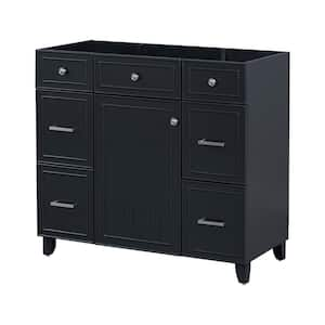 35.4 in. W Bath Vanity Cabinet without Top in Black with 3 Drawers, Adjustable Shelf