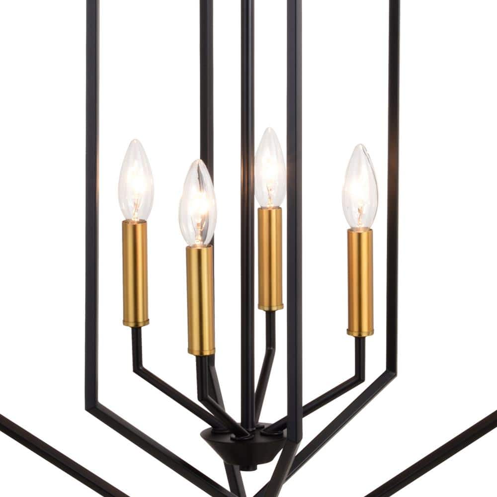 Contemporary Satin Brass and Black Metal 18" Drum Pendant Light