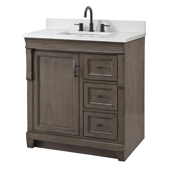 Home Decorators Collection 31 in. W x 22 in. D x 34.78 in. H Bath Vanity in Distressed Gray with White Quartz Top