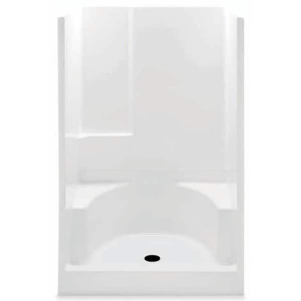 Aquatic Remodeline 48 in. x 34 in. x 72 in. Gelcoat 2-piece Shower Stall with 2 Seats in White