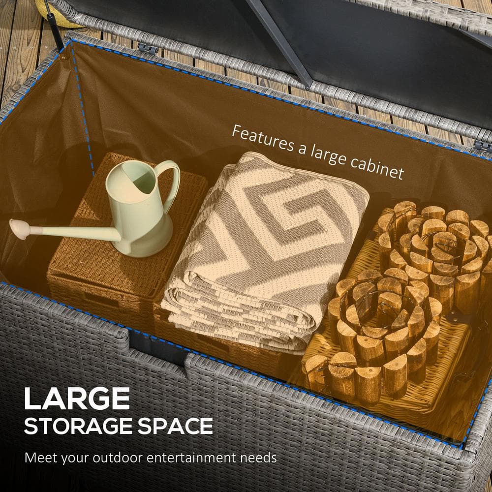 Gray Wicker and Plastic Outdoor Deck Storage Box