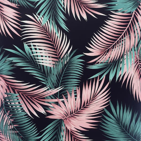 Arthouse Twilight Tropic Leaf Black and Green Paste the Paper Wet Removable Wallpaper