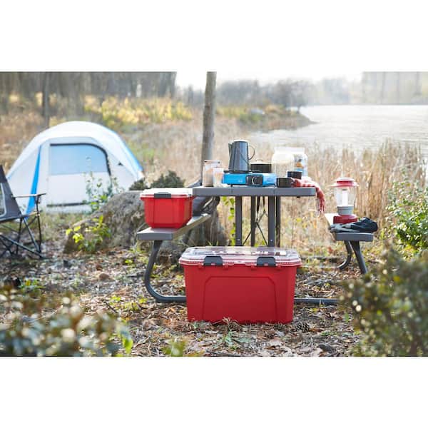 Husky - 20-Gal. Professional Heavy Duty Waterproof Stackable Plastic Storage Container with Hinged Lid in Red