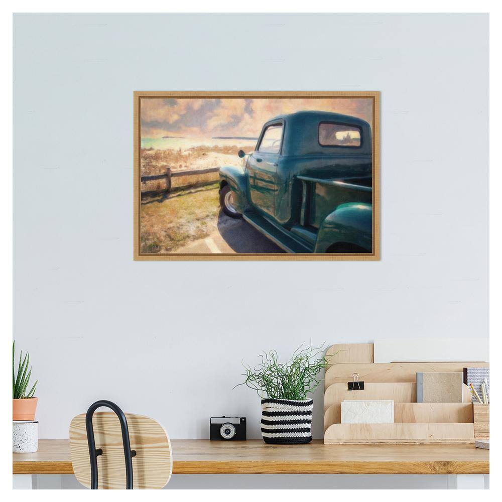 Great Ride Great View Framed Canvas Wall Art in Sylvie Maple
