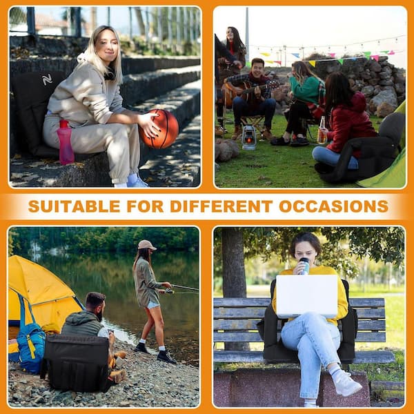 2-Pack Stadium Seats with Back Support Comfy Cushion, 6 Reclining Positions, 21 in. Chair Bleacher Chairs with Armrests