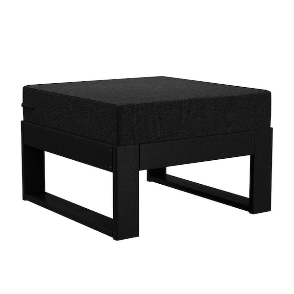 Endless Black Plastic Frame and Black Cushion Outdoor Patio Deep Seating Ottoman