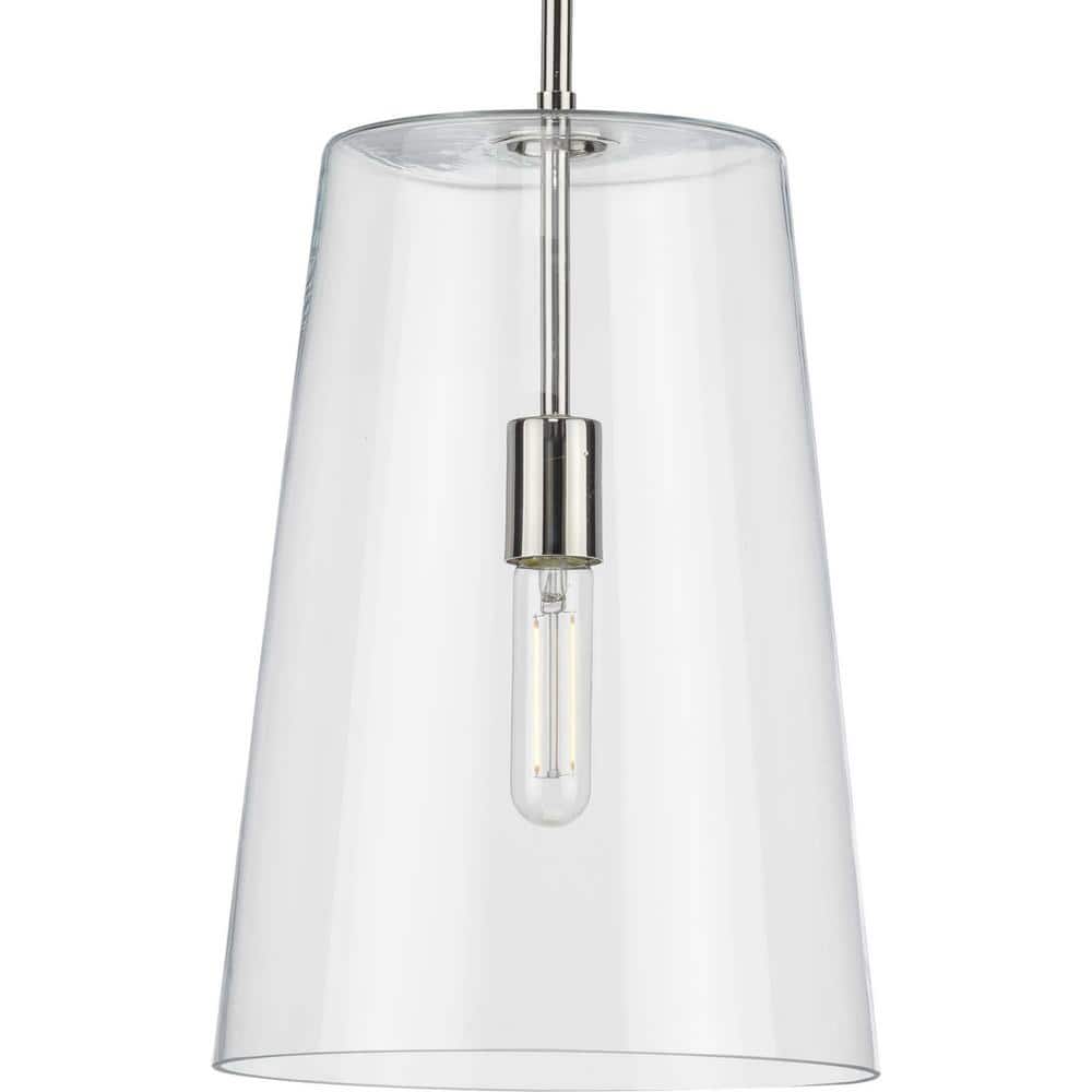 Clarion Polished Nickel 10.5" Pendant with Clear Glass Shade
