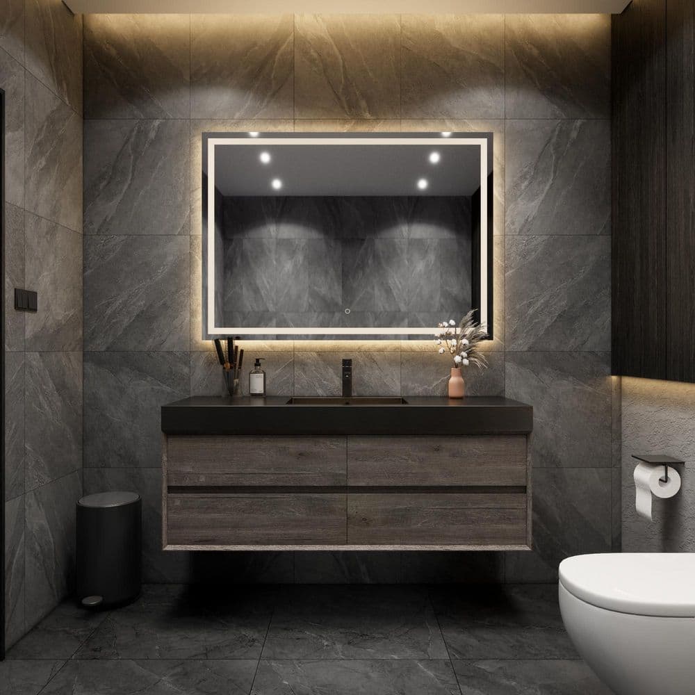 MIA 59 in. W. x 20 in. D x 24 in. H Single Sink Floating Bath Vanity in Gray Oak with Black Stainless-Steel Top price history on PriceWatchPro