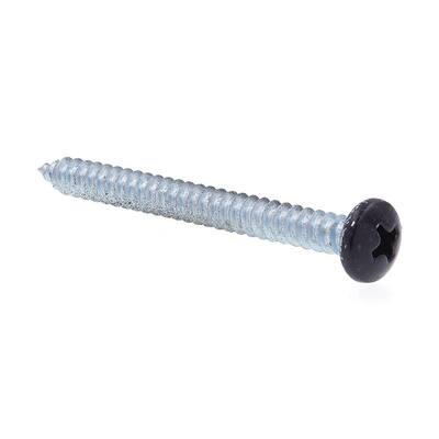 #10 x 2 in. Zinc Plated Steel With Black Head Phillips Drive Pan Head Self-Tapping Sheet Metal Screws (25-Pack)