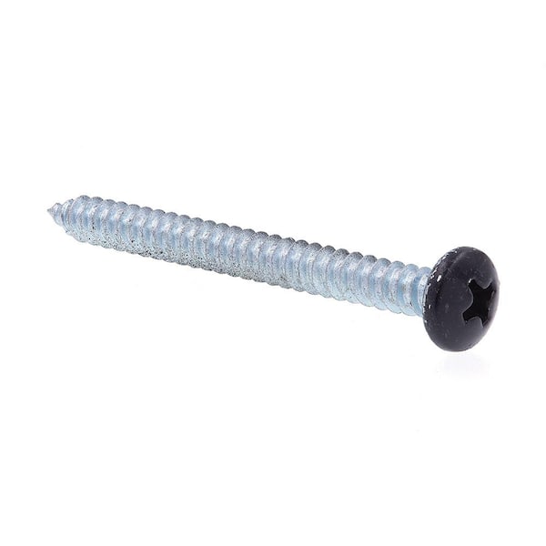 Prime-Line #10 x 2 in. Zinc Plated Steel With Black Head Phillips Drive Pan Head Self-Tapping Sheet Metal Screws (25-Pack)
