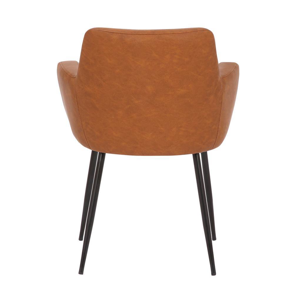 Modern Light Brown Faux Leather Accent Chair with Metal Legs