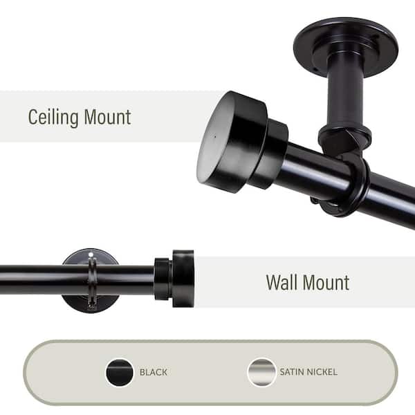 Rod Desyne Bonnet Ceiling 160 in. - 240 in., 1 in. Dia Single Curtain Rod/ Room Divider in Black
