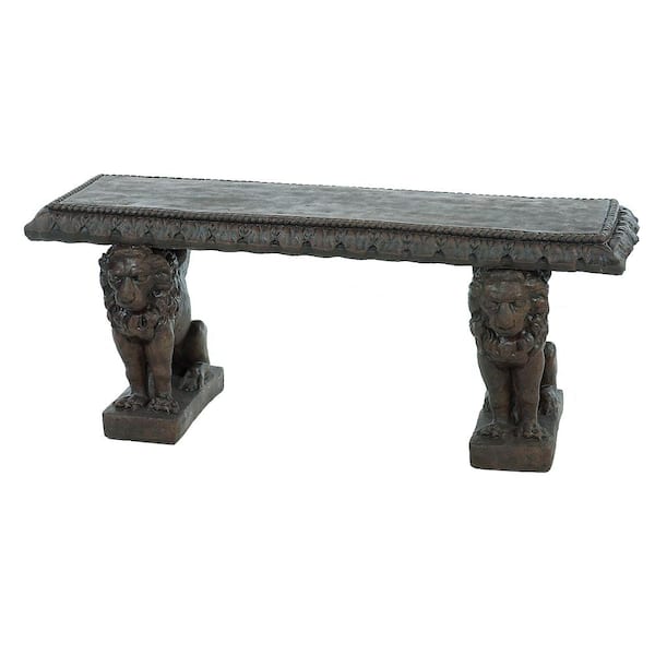 Athens Stonecasting Rope Edge Bench with Lion Legs