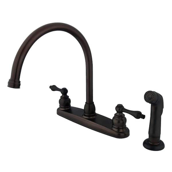Kingston Brass Vintage 2-Handle Deck Mount Centerset Kitchen Faucets with Side Sprayer in Oil Rubbed Bronze