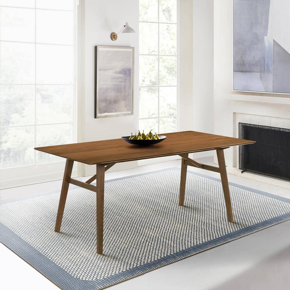 Channell Rectangular Walnut Wood 71 in. 4 Legs Dining Table Seats 6