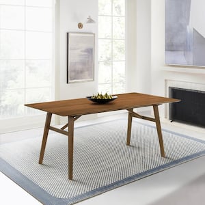Channell Rectangular Walnut Wood 71 in. 4 Legs Dining Table Seats 6