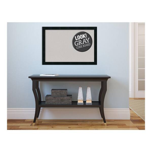 Amanti Art Mezzanotte Black Wood 26 in. x 18 in. Framed Grey Cork Board